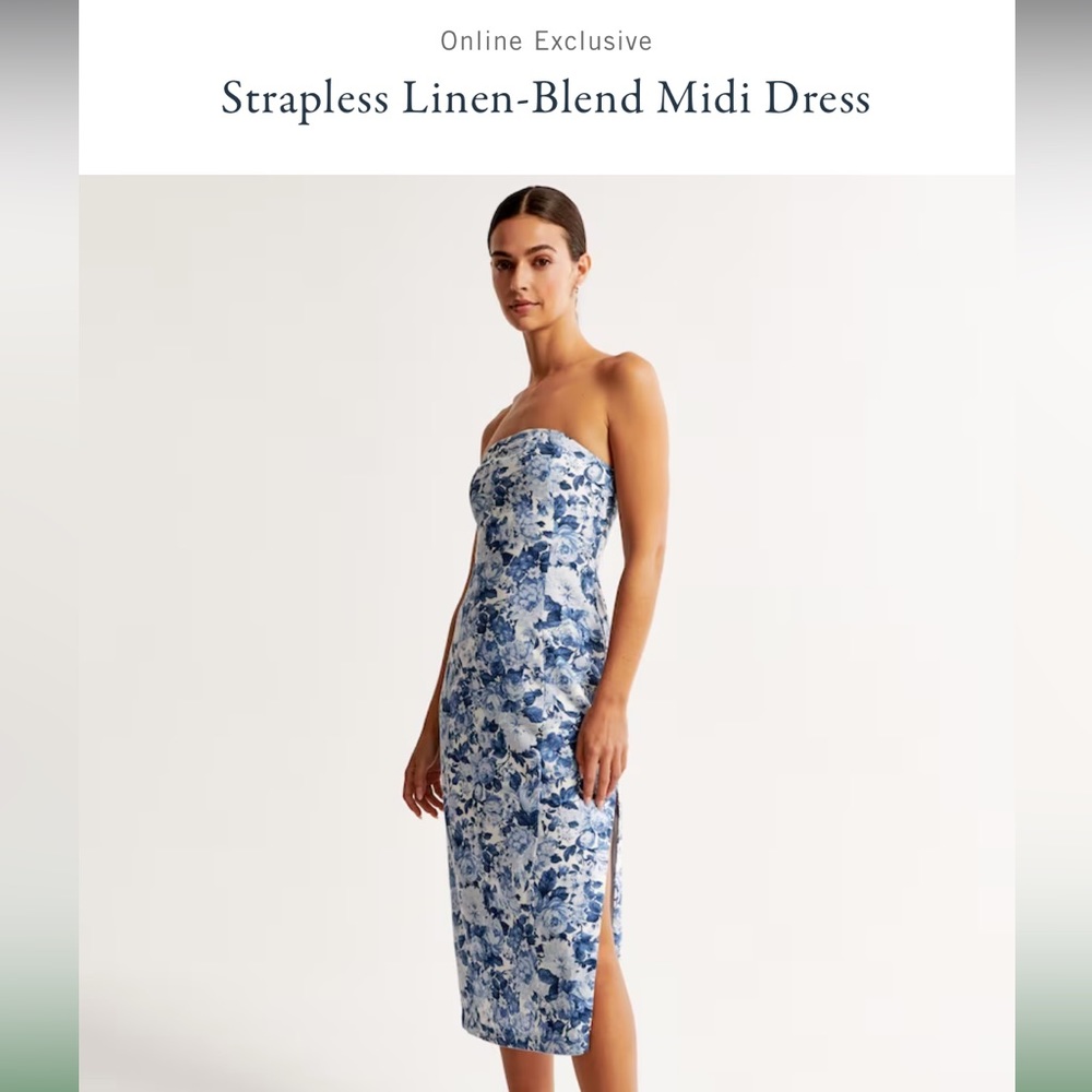 BLUE FLORAL ABERCROMBIE LINEN DRESS MIDI